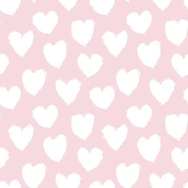 ピンクハート型ブラシストロークシームレスパターン背景用ファッションテキスタイル グラフィック — ストックベクタ