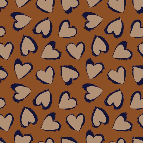 Мазок кисти в форме коричневого сердца бесшовный фон для текстиля моды, графики