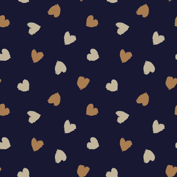 Fondo Patrón Sin Costura Pincelada Forma Corazón Marrón Para Textiles — Vector de stock