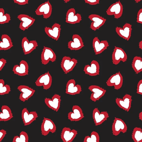 Corazón Rojo Forma Pincelada Sin Costuras Patrón Fondo Para Textiles — Vector de stock