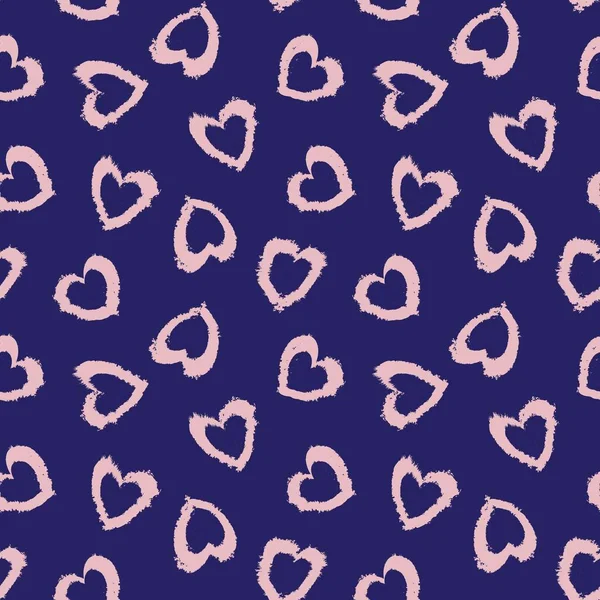 Pink Navy Hartvormige Penseelstreek Naadloze Patroon Achtergrond Voor Mode Textiel — Stockvector