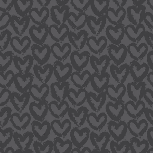 Gris Corazón Forma Pincelada Sin Costura Patrón Fondo Para Textiles — Vector de stock