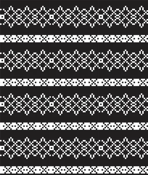 ファッション繊維 ニットウェア グラフィックに適した黒と白のクリスマスの雪の結晶フェア島のパターンの背景 — ストックベクタ