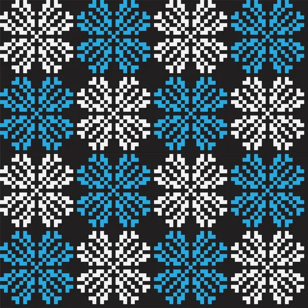 Ice Blue Christmas Snowflake Fair Isle Pattern Background Knitwear Graphics — 스톡 벡터