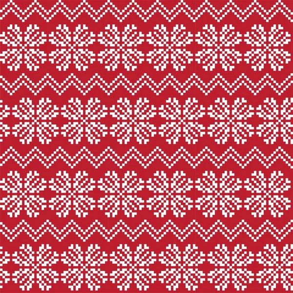 Red Christmas Snowflake Fair Isle Pattern Background Suitable Fashion Textiles — Stock Vector