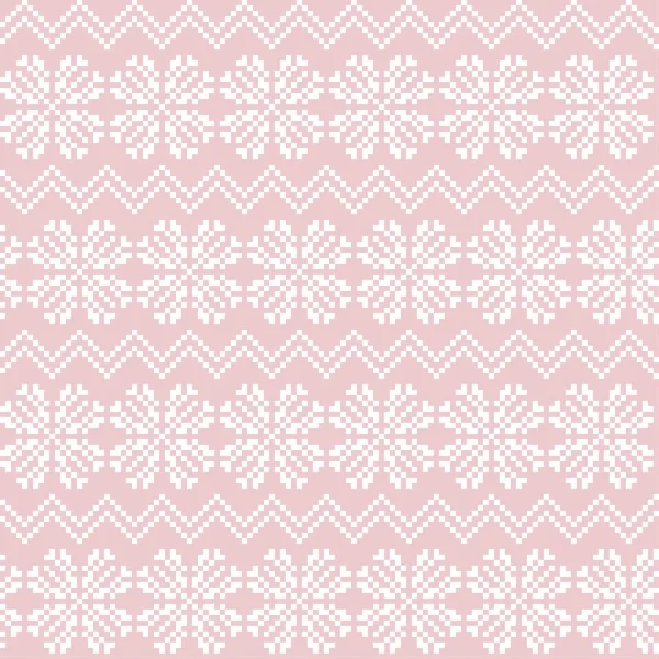 Pink Christmas Snowflake Fair Isle Pattern Background Suitable Fashion Textiles — Stock Vector