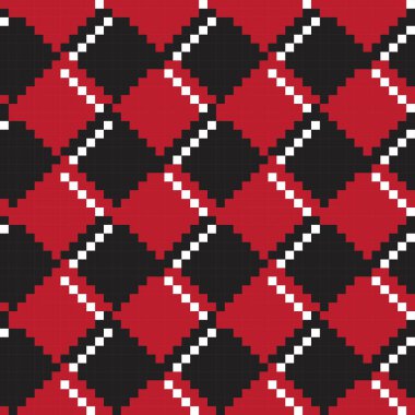 Kırmızı Argyle, elmas şekilli kusursuz arkaplan moda tekstil, örgü, grafik için uygun