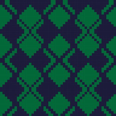 Yeşil Argyle, elmas şekilli kusursuz arkaplan moda tekstil, örgü, grafik için uygun