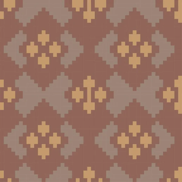 褐色拱形 菱形无缝图案背景 适合流行纺织品 针织物 — 图库矢量图片