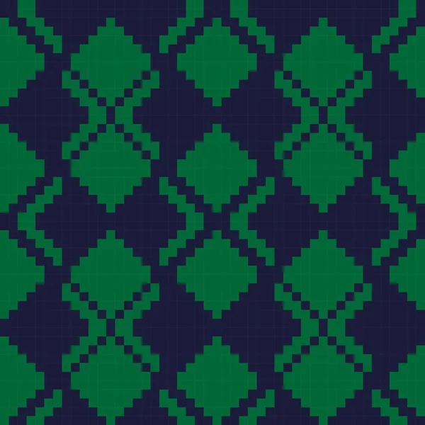 緑のアーガイル ファッション繊維 ニットウェア グラフィックに適したダイヤモンドシェイプシームレスパターンの背景 — ストックベクタ