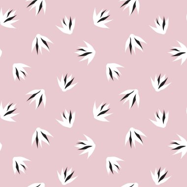 Pembe çiçekli fırça darbeleri moda baskıları, grafikler, arka planlar ve el sanatları için pürüzsüz desenli arka plan