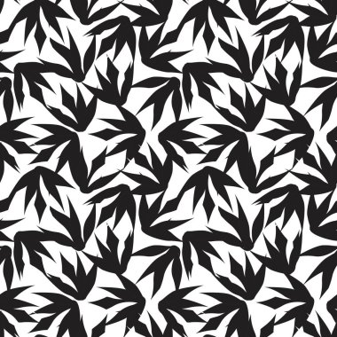 Siyah ve Beyaz Çiçek fırça darbeleri moda baskıları, grafikler, arka planlar ve el sanatları için pürüzsüz desenli arka plan