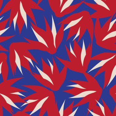 Mavi çiçekli fırça darbeleri moda baskıları, grafikler, arka planlar ve el sanatları için pürüzsüz desenli arka plan