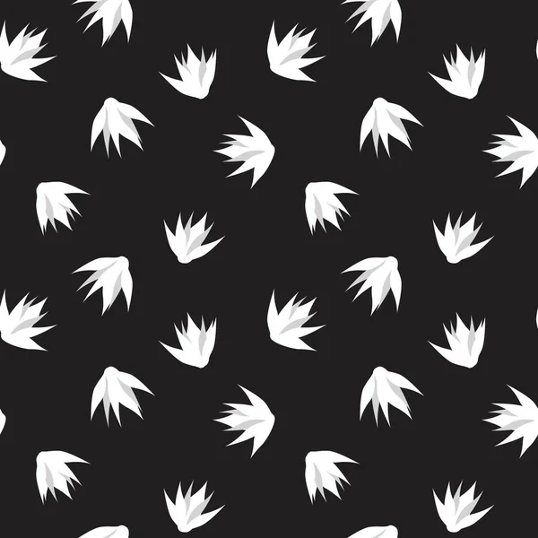 Zwarte Witte Bloemen Penseelstreken Naadloze Patroon Achtergrond Voor Mode Prints — Stockvector