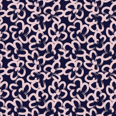 Pembe ve Donanma çiçek fırçası darbeleri moda baskıları, grafikler, arka planlar ve el sanatları için kusursuz desenli arka plan