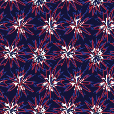 Mavi çiçekli fırça darbeleri moda baskıları, grafikler, arka planlar ve el sanatları için pürüzsüz desenli arka plan