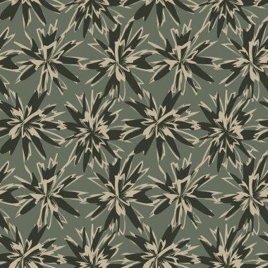 Yeşil çiçekli fırça darbeleri moda baskıları, grafikler, arka planlar ve el sanatları için pürüzsüz desenli arka plan