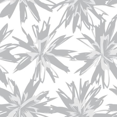 Beyaz çiçekli fırça darbeleri moda baskıları, grafikler, arka planlar ve el sanatları için pürüzsüz desenli arka plan