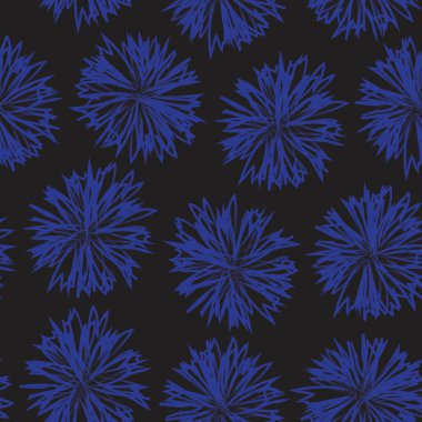 Mavi çiçekli fırça darbeleri moda baskıları, grafikler, arka planlar ve el sanatları için pürüzsüz desenli arka plan