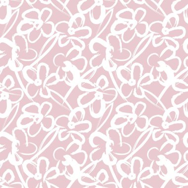 Pembe çiçekli fırça darbeleri moda baskıları, grafikler, arka planlar ve el sanatları için pürüzsüz desenli arka plan