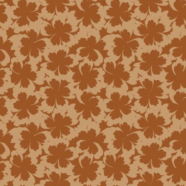 Kahverengi çiçekli fırça darbeleri moda baskıları, grafikler, arka planlar ve el sanatları için pürüzsüz desenli arka plan
