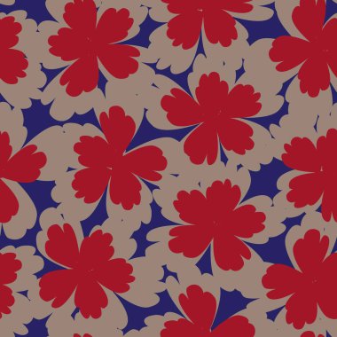 Mavi çiçekli fırça darbeleri moda baskıları, grafikler, arka planlar ve el sanatları için pürüzsüz desenli arka plan