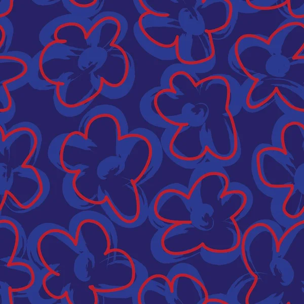 Blue Floral Pinselstriche Nahtlose Muster Hintergrund Für Modedrucke Grafiken Hintergründe — Stockvektor