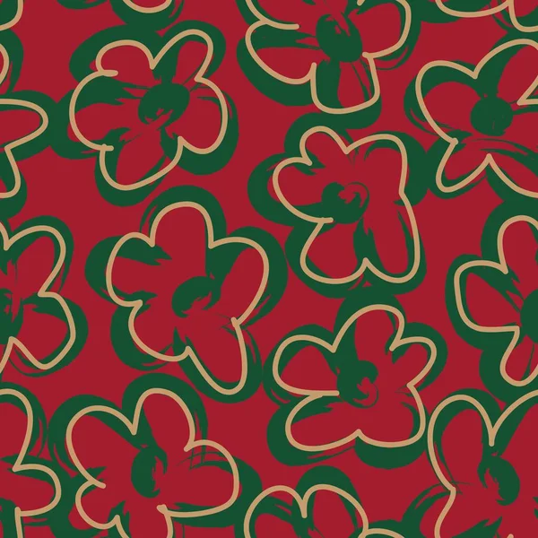 Navidad Floral Pinceladas Sin Costuras Patrón Fondo Para Estampados Moda — Vector de stock