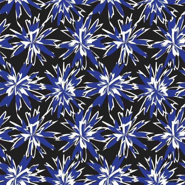 Mavi çiçekli fırça darbeleri moda baskıları, grafikler, arka planlar ve el sanatları için pürüzsüz desenli arka plan