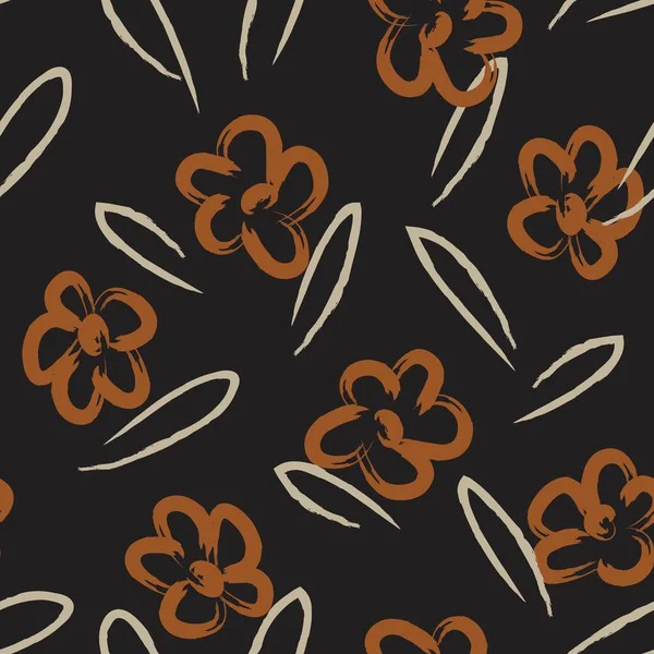 Turuncu çiçekli fırça darbeleri moda baskıları, grafikler, arka planlar ve el sanatları için pürüzsüz desenli arka plan