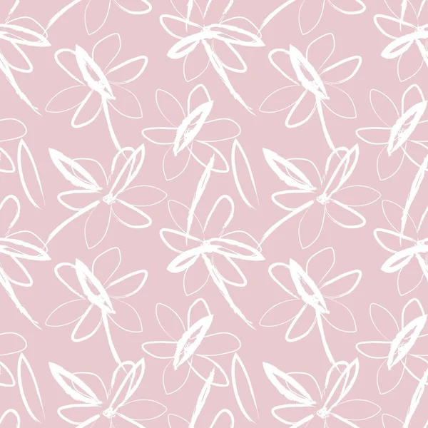 Pembe çiçekli fırça darbeleri moda baskıları, grafikler, arka planlar ve el sanatları için pürüzsüz desenli arka plan
