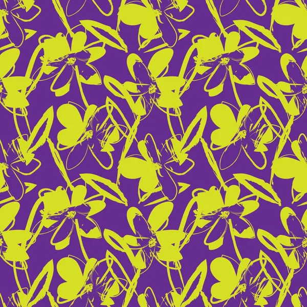 Pinceladas Florales Amarillas Fondo Patrón Sin Costuras Para Estampados Moda — Vector de stock