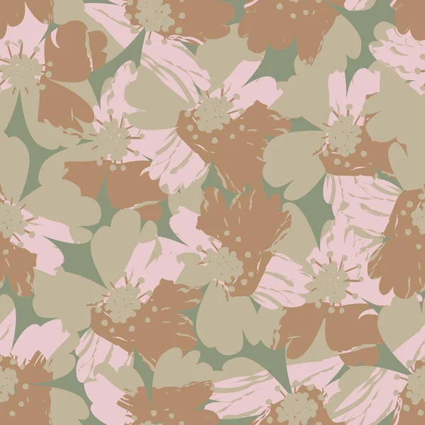 Brown Floral Pinselstriche Nahtlose Muster Hintergrund Für Modedrucke Grafiken Hintergründe — Stockvektor