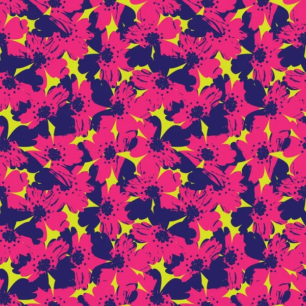 Mor çiçekli fırça darbeleri moda baskıları, grafikler, arka planlar ve el sanatları için pürüzsüz desenli arkaplan