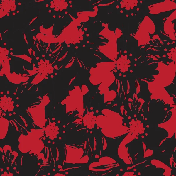 赤い花のブラシは ファッションプリント グラフィック 背景や工芸品のためのシームレスなパターンの背景をストローク — ストックベクタ