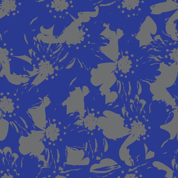 Сірий Квітковий Пензлик Безшовний Візерунок Модних Принтів Графіки Фону Ремесел — стоковий вектор