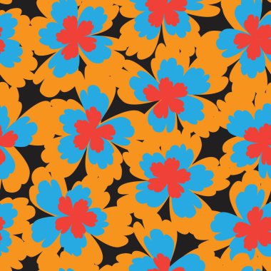 Turuncu çiçekli fırça darbeleri moda baskıları, grafikler, arka planlar ve el sanatları için pürüzsüz desenli arka plan