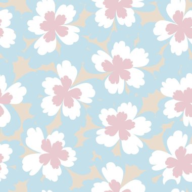 Pembe çiçekli fırça darbeleri moda baskıları, grafikler, arka planlar ve el sanatları için pürüzsüz desenli arka plan