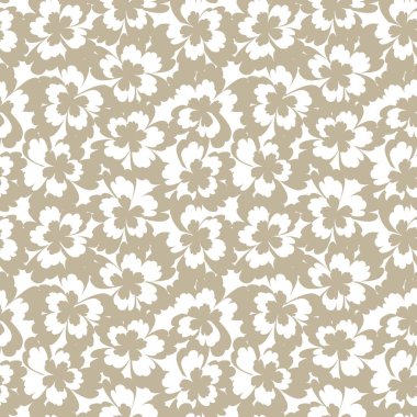 Kahverengi çiçekli fırça darbeleri moda baskıları, grafikler, arka planlar ve el sanatları için pürüzsüz desenli arka plan