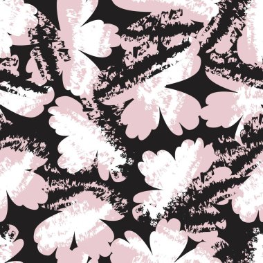 Pembe çiçekli fırça darbeleri moda baskıları, grafikler, arka planlar ve el sanatları için pürüzsüz desenli arka plan