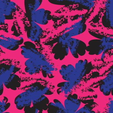 Pembe ve Donanma çiçek fırçası darbeleri moda baskıları, grafikler, arka planlar ve el sanatları için kusursuz desenli arka plan