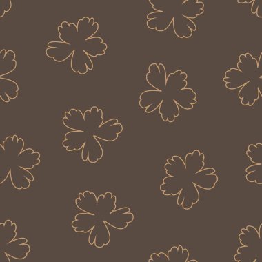 Kahverengi çiçekli fırça darbeleri moda baskıları, grafikler, arka planlar ve el sanatları için pürüzsüz desenli arka plan