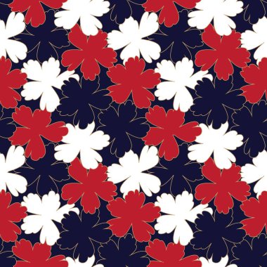 Kırmızı çiçekli fırça darbeleri moda baskıları, grafikler, arka planlar ve el sanatları için pürüzsüz desenli arka plan