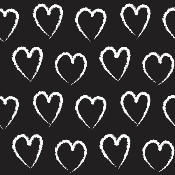 Черное Белое Сердце Форме Мазка Кисти Бесшовный Фон Моды Текстиля — стоковый вектор