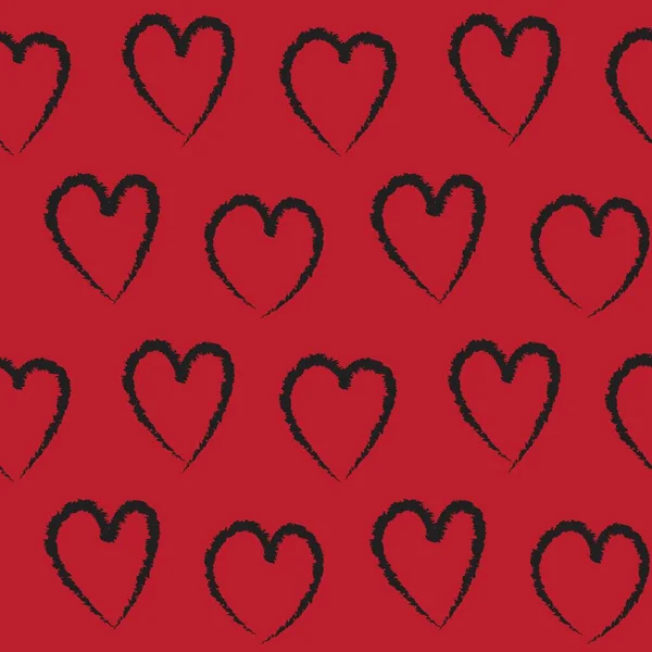 Red Heart Förmigen Pinselstrich Nahtlose Muster Hintergrund Für Modetextilien Grafiken — Stockvektor