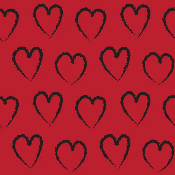 Corazón Rojo Forma Pincelada Sin Costuras Patrón Fondo Para Textiles — Vector de stock