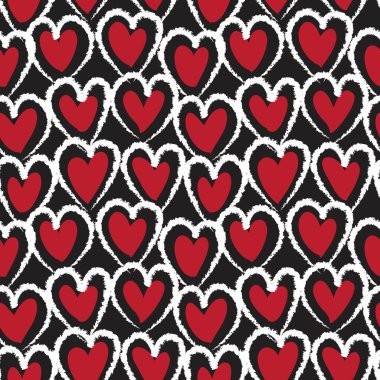 Kırmızı Kalp biçimli fırça darbesi moda tekstil ve grafikleri için kusursuz bir arka plan