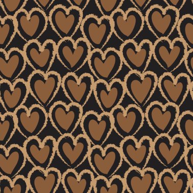 Moda tekstili ve grafikleri için Kahverengi Kalp biçimli fırça darbesi kusursuz arkaplan