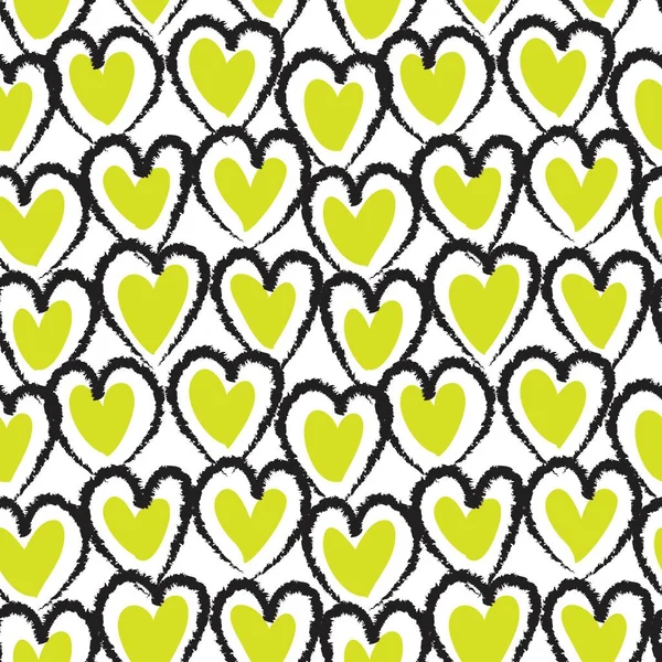 Жовте Серце Формі Пензля Безшовний Візерунок Фон Модного Текстилю Графіки — стоковий вектор