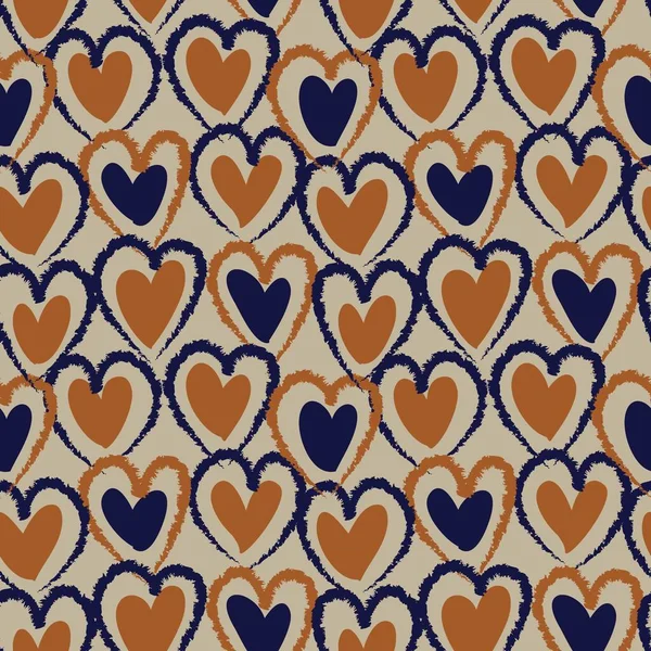 Fondo Patrón Sin Costura Pincelada Forma Corazón Marrón Para Textiles — Vector de stock